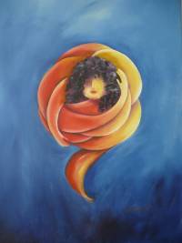pintura mujer flor
